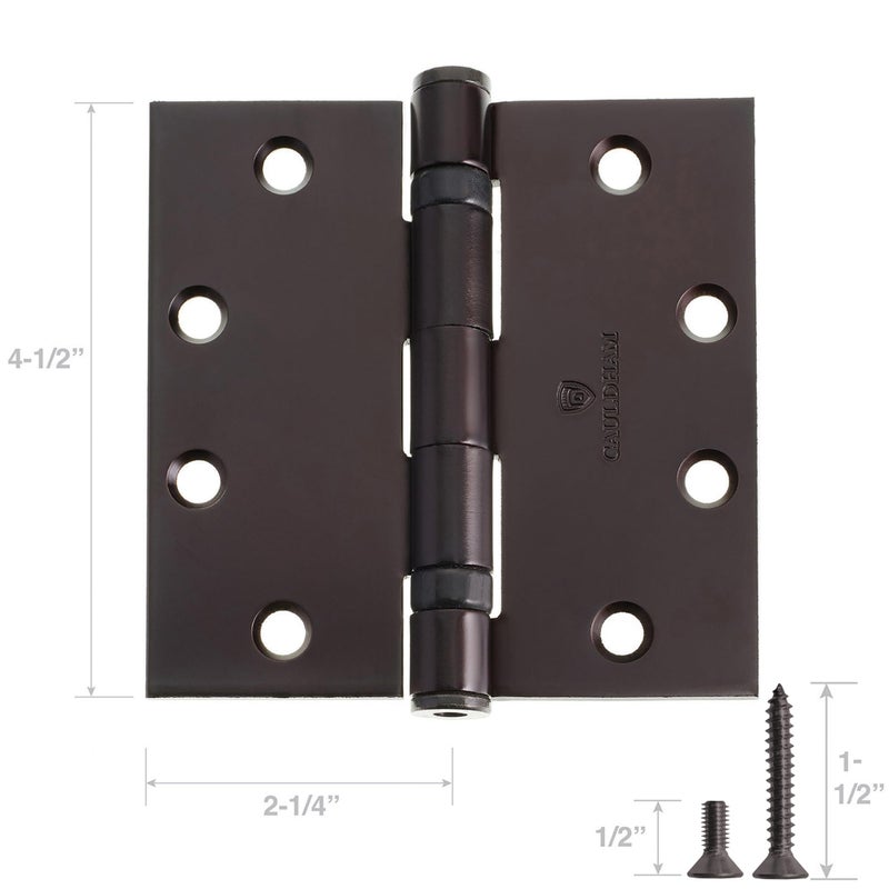 Cauldham (3 Pack) Commercial-Grade 4-1/2" Full Mortise Ball-Bearing Door Hinges - Oil Rubbed Bronze - Image 4